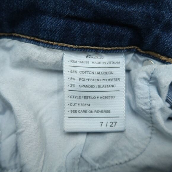 KanCan Jeans Junior's Size 7/27 Blue High-Rise Straight 28" Inseam Distressed - Picture 7 of 15